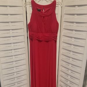 Style & Co Red Sleeveless Pleated Floor Length Dress Size 14
